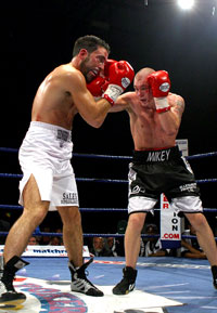 Moore (right) in action (pic Mr Will)