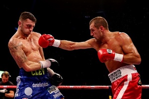 Kovalev lands a right hand on Cleverley