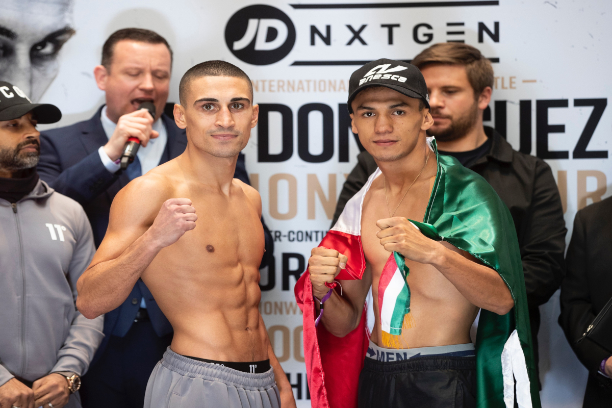 Jordan Gill and Emmanuel Dominguez face to face in Peterborough