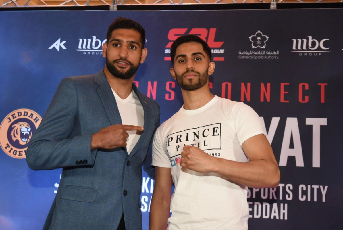 Amir Khan and Prince Patel courtesy of Super Boxing League