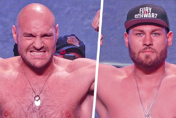Tyson Fury vs Tom Schwarz full weigh-in and fiery faceoff VIDEO