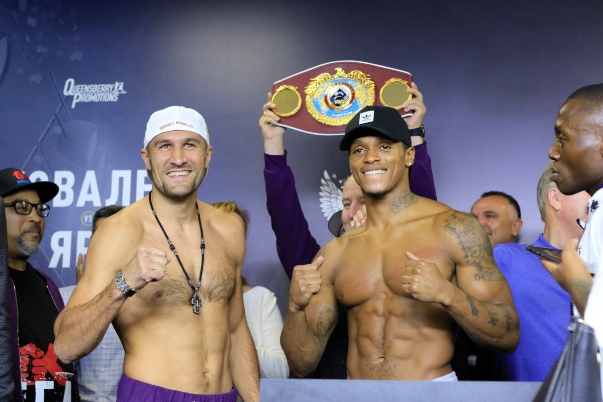 Sergey Kovalev and Anthony Yarde weigh-in for tomorrow's big fight