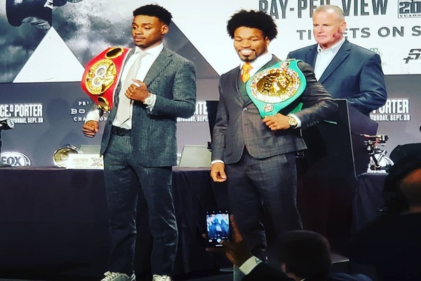 Errol Spence Jr. and Shawn Porter exchange words at final press conference