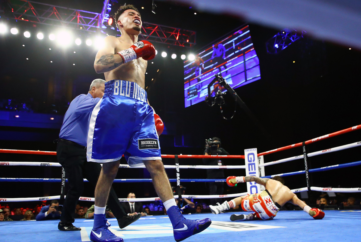 Oscar Valdez is dropped but will win (Mikey Williams/Top Rank)