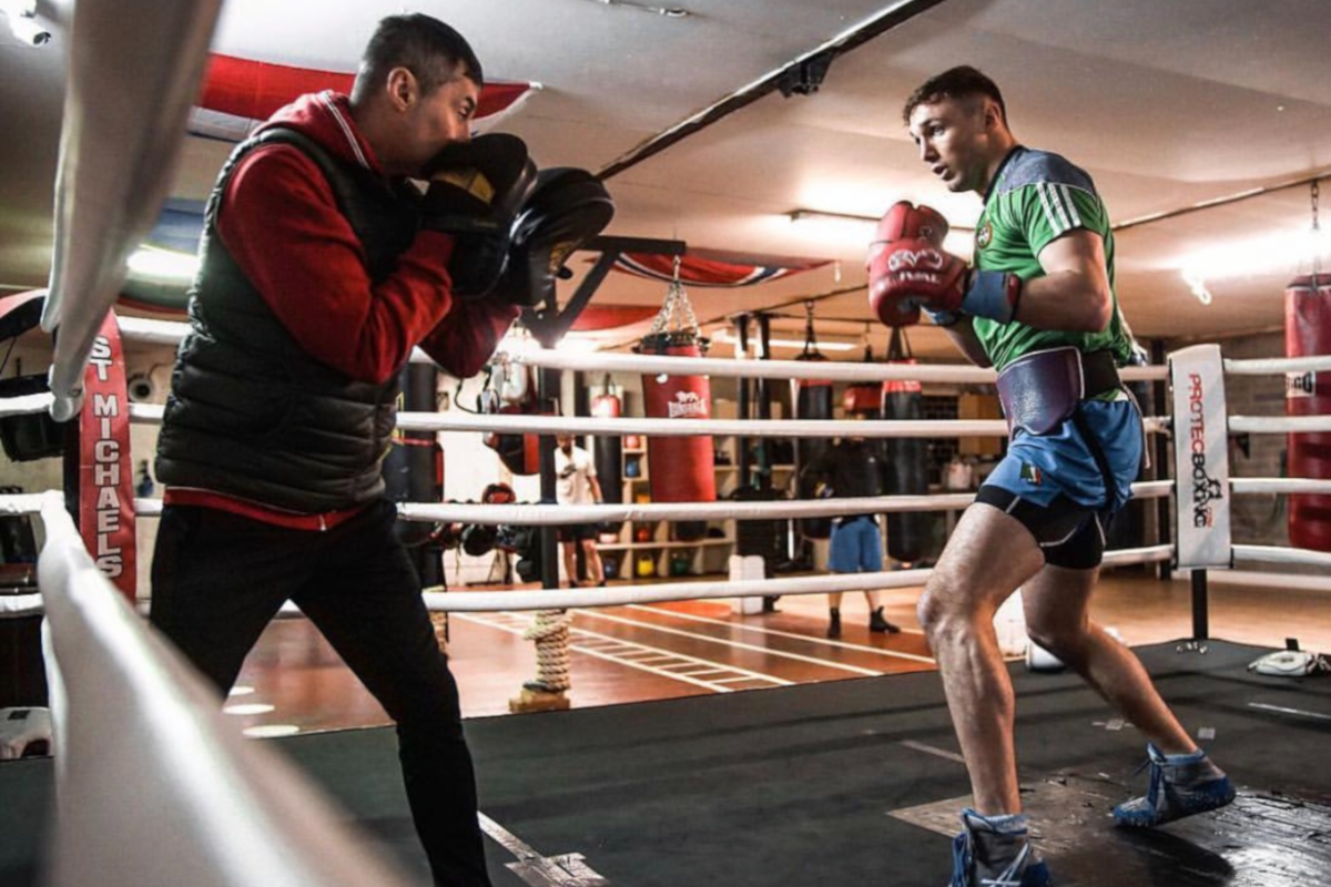 Steven O'Rourke takes Tony Browne on the pads