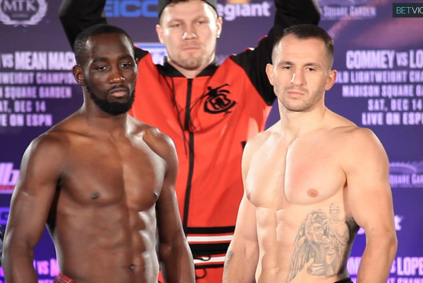 Terence Crawford in superb shape at Mean Machine weigh-in (video)
