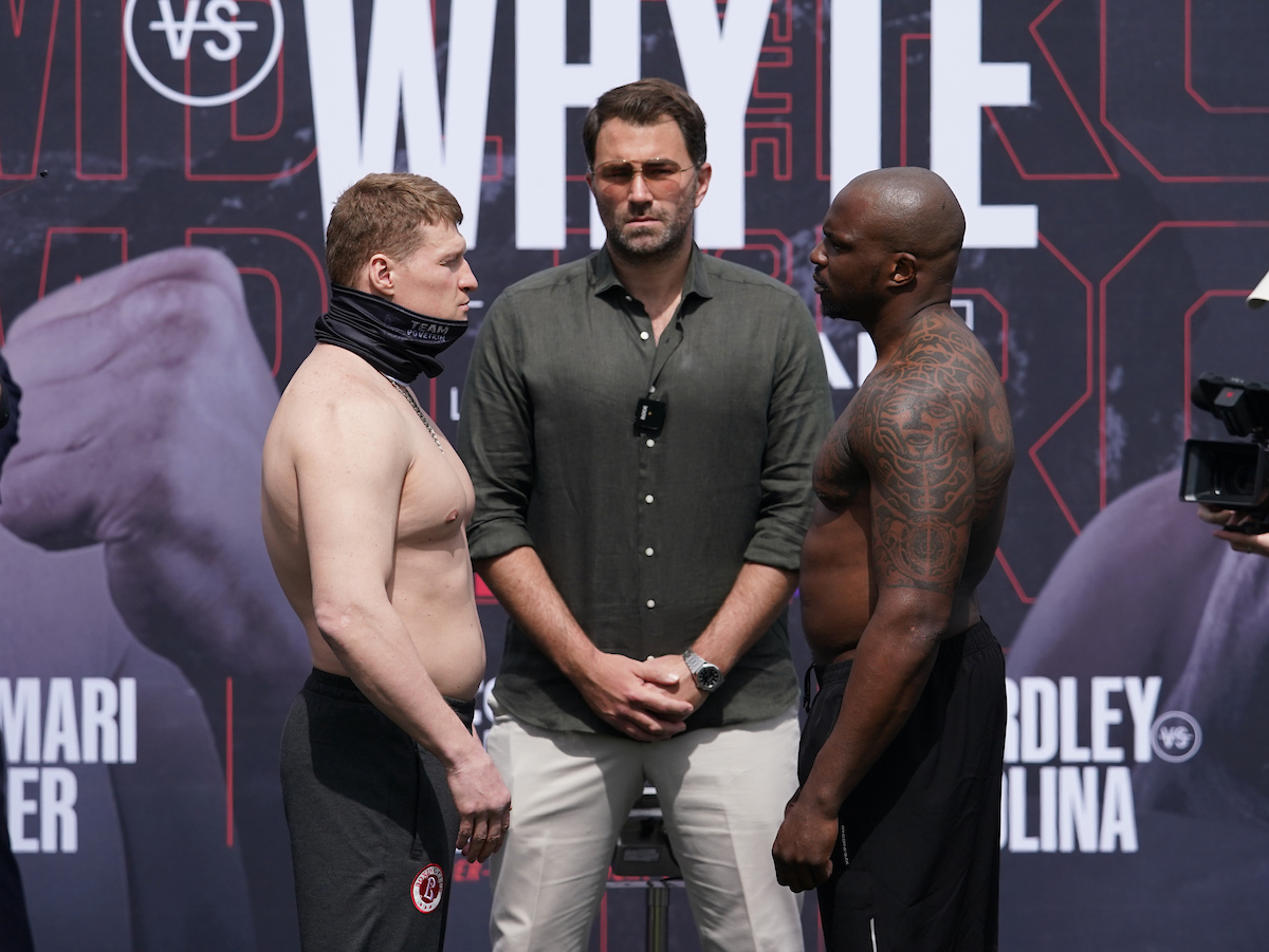 Alexander Povetkin vs Dillian Whyte 2 weigh-in (Mark Robinson/Matchroom)