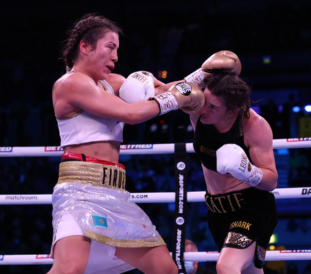 Undisputed lightweight champion Katie Taylor outboxes Firuza Sharipova