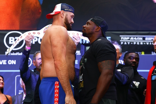 Tyson Fury weighs lighter than expected, Dillian Whyte heavier for tomorrow's heavyweight championship encounter