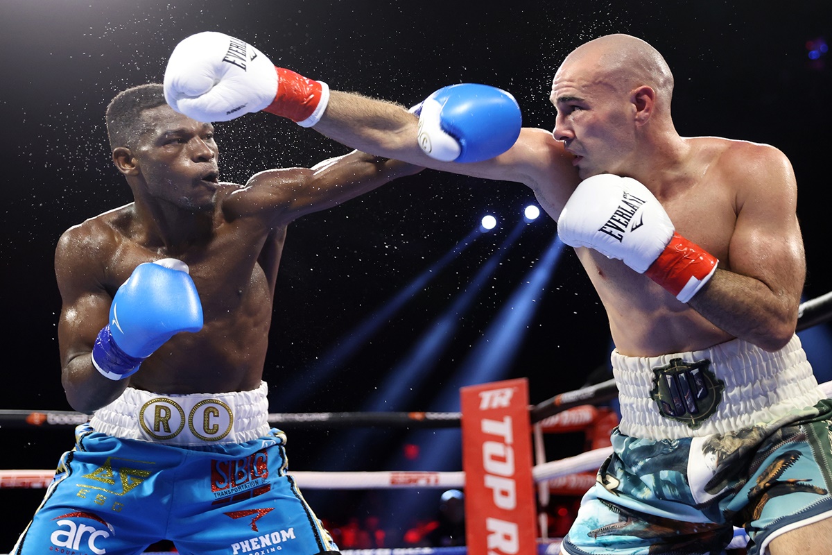 Jose Pedraza vs Richard Commey photo by Mikey Williams - Top Rank via Getty Images