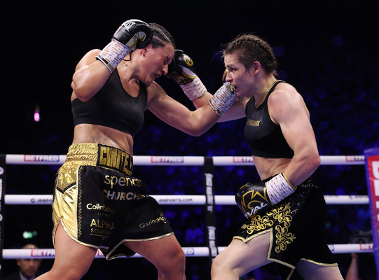 Chantelle Cameron withstands Katie Taylor challenge, wins exciting 10 rounder by majority decision