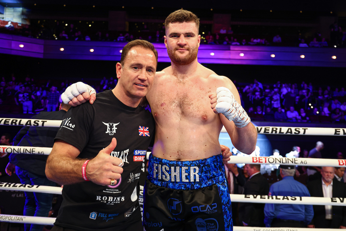 Johnny Fisher with Mark Tibbs (Ed Mulholland/Matchroom Boxing)