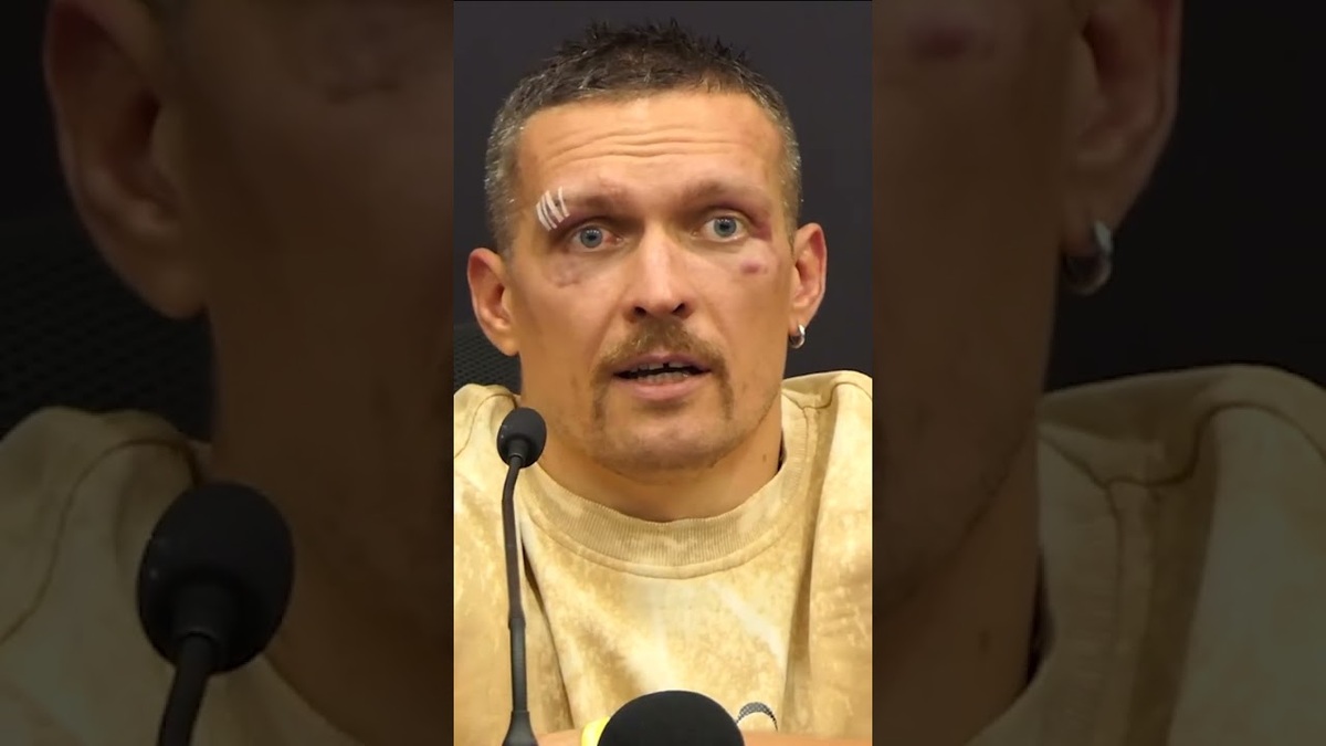 Oleksandr Usyk reacts immediately after beating Tyson Fury