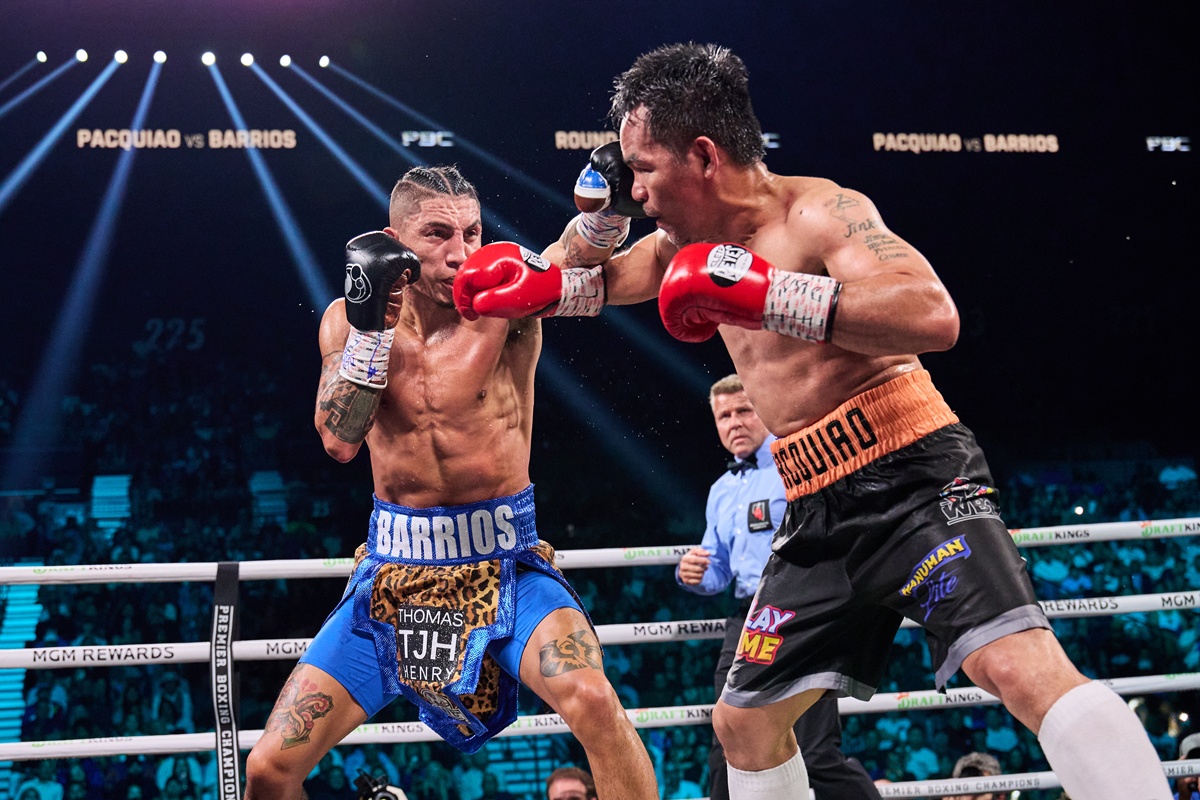 Manny Pacquiao vs Mario Barrios Fight photo by Esther Lin